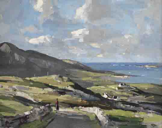 FIGURE ON A COASTAL ROAD, WEST OF IRELAND by Robert Taylor Carson HRUA (1919-2008) HRUA (1919-2008) at Whyte's Auctions
