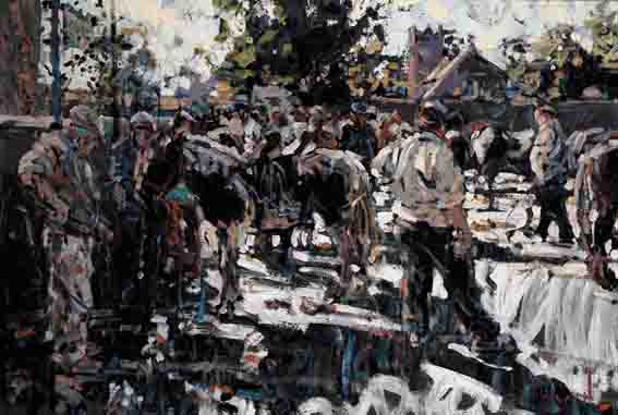 AUTUMN EVENING TALLOW HORSE FAIR by Arthur K. Maderson (b.1942) at Whyte's Auctions