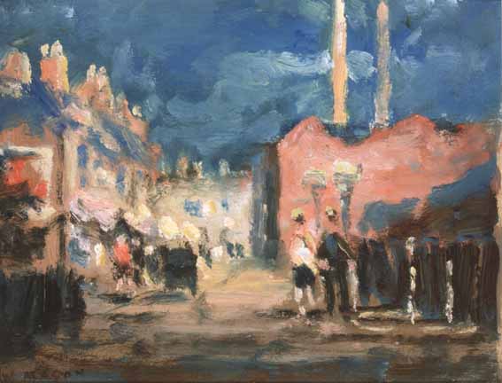 EVENING IN THE BUSY STREET AT SUNSET, BELFAST by William Mason (1906-2002) (1906-2002) at Whyte's Auctions