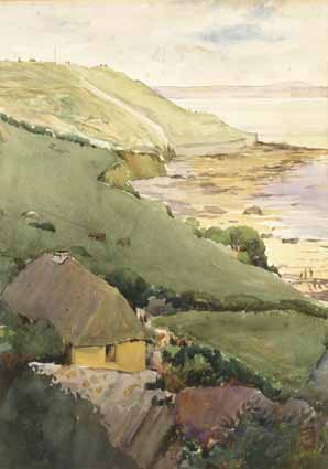 A THATCHED COTTAGE BY THE SEA, COUNTY WATERFORD by Helen O'Hara (1846-1920) (1846-1920) at Whyte's Auctions