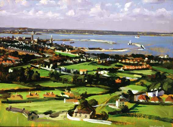 DUN LAOGHAIRE FROM DALKEY HILL by Maurice MacGonigal PRHA HRA HRSA (1900-1979) at Whyte's Auctions