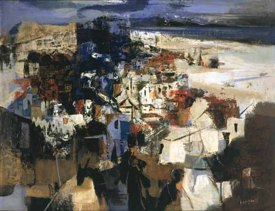 MALAGA HARBOUR WITH PEASANTS AND DONKEY by George Campbell RHA (1917-1979) at Whyte's Auctions