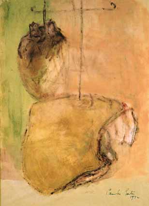 HANGING MEAT WITH COW'S HEART by Camille Souter HRHA (b.1929) HRHA (b.1929) at Whyte's Auctions