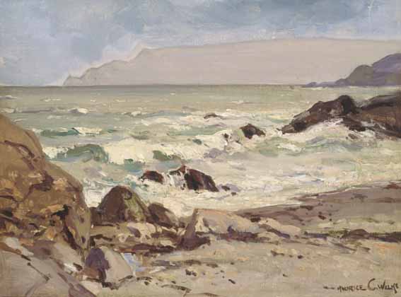 WAVES BREAKING ON A ROCKY SHORE by Maurice Canning Wilks RUA ARHA (1910-1984) at Whyte's Auctions