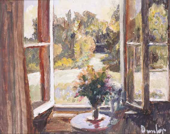 VASE OF FLOWERS BEFORE AN OPEN WINDOW by Ronald Ossory Dunlop RA RBA NEAC (1894-1973) at Whyte's Auctions