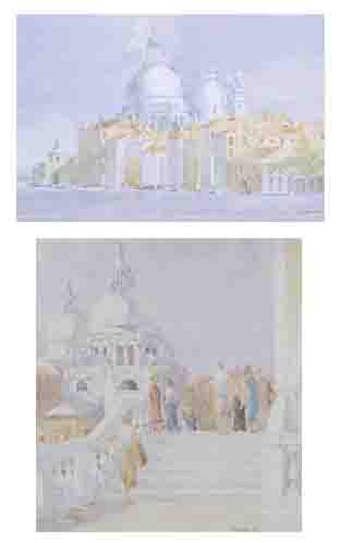 MORNING LIGHT, VENICE and TOURISTS ON STEPS, VENICE (A PAIR) by Arthur Gibney PPRHA (1931-2006) at Whyte's Auctions