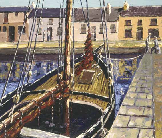 GALWAY HOOKER BERTHED AT KINVARRA, COUNTY GALWAY by Ivan Sutton (b.1944) (b.1944) at Whyte's Auctions