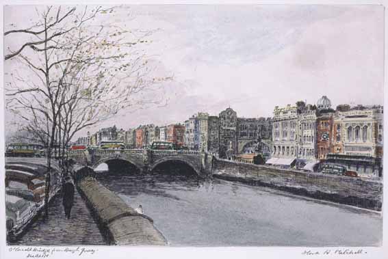 O'CONNELL BRIDGE FROM BURGH QUAY, DUBLIN by Flora H. Mitchell (1890-1973) (1890-1973) at Whyte's Auctions