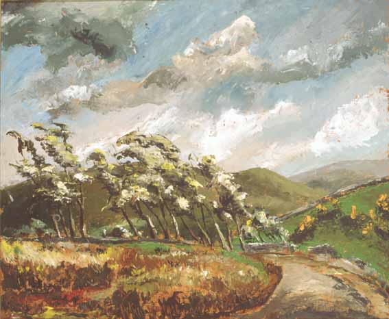 LANDSCAPE WITH WIND-SWEPT TREES AND FLOWERING GORSE by Colum Robert Gore-Booth (1913-1959) at Whyte's Auctions