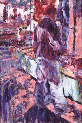 FIGURE AT MARKET STALL by Arthur K. Maderson (b.1942) (b.1942) at Whyte's Auctions