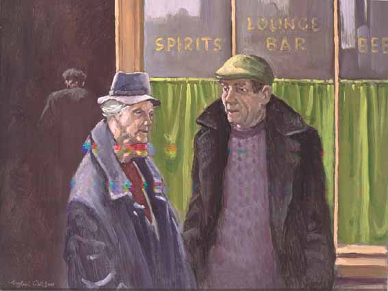 OUTSIDE RYAN'S BAR by Robert Taylor Carson HRUA (1919-2008) at Whyte's Auctions