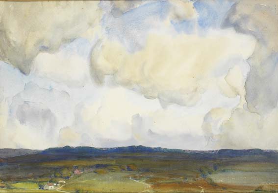 IN SUSSEX; EVENING; KINGSTON DOWN, SUSSEX; FLEETING CLOUDS (BLACKBOYS, SUSSEX) and THE BLUE JAR (5) by Edward Louis Lawrenson sold for �2,400 at Whyte's Auctions