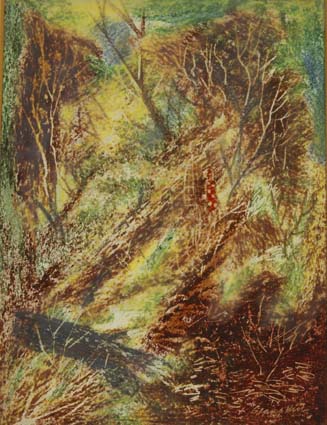 WOMAN IN PLAID SHAWL AND A CHILD IN MIDST OF A FOREST by George Campbell RHA (1917-1979) at Whyte's Auctions