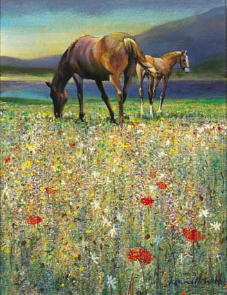 MARE AND FOAL IN PASTURE by Kenneth Webb RWA FRSA RUA (b.1927) at Whyte's Auctions