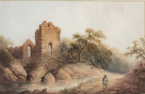 FISHERMAN BY A RUINED CHURCH by John Claude Bosanquet (fl.1870�s) at Whyte's Auctions