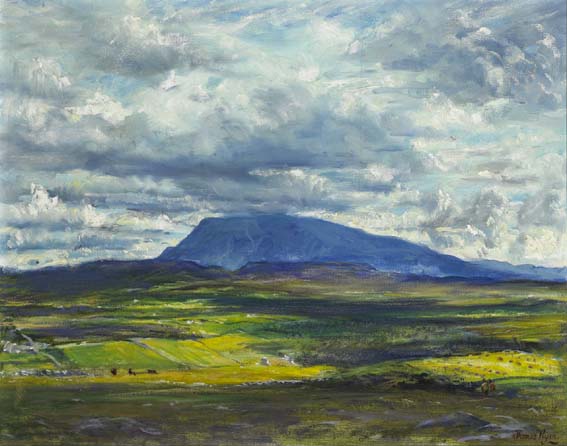 A VIEW OF MUCKISH MOUNTAIN FROM THE DUNFANAGHY DIRECTION by Thomas Ryan PPRHA (1929-2021) at Whyte's Auctions