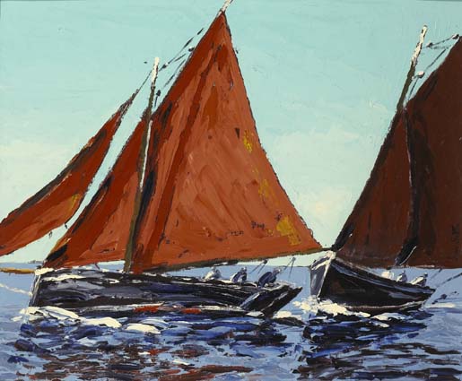 GALWAY HOOKERS RACING OFF KINVARA, COUNTY GALWAY by Ivan Sutton sold for �3,000 at Whyte's Auctions