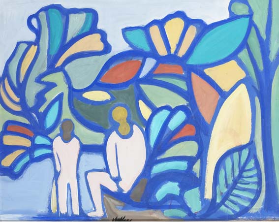 BATHERS IN A WOODED LANDSCAPE by Markey Robinson (1918-1999) at Whyte's Auctions