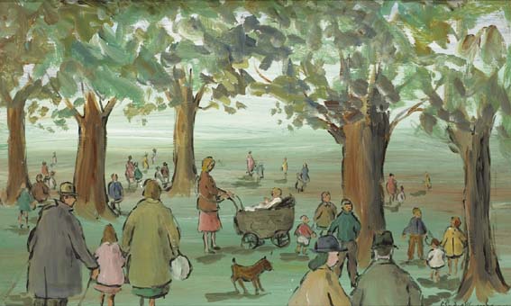 A STROLL IN THE PARK by Gladys Maccabe MBE HRUA ROI FRSA (1918-2018) at Whyte's Auctions