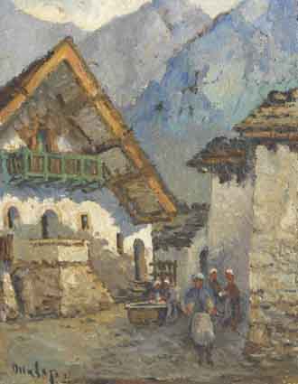 A SWISS VILLAGE SCENE by Ronald Ossory Dunlop RA RBA NEAC (1894-1973) at Whyte's Auctions