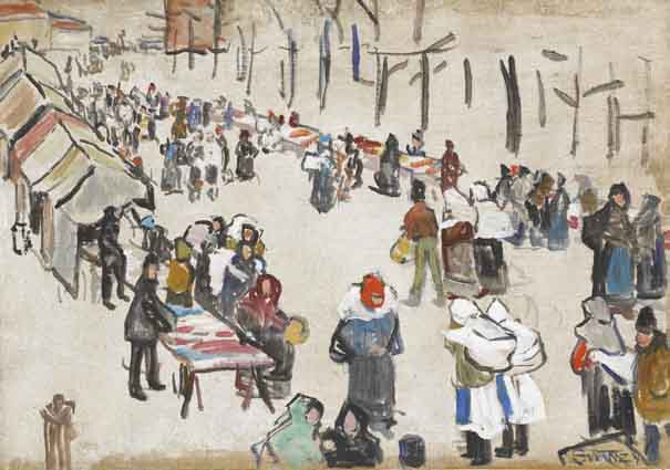 FIGURES AT A MARKET, CZECHOSLOVAKIA by Mary Swanzy HRHA (1882-1978) HRHA (1882-1978) at Whyte's Auctions
