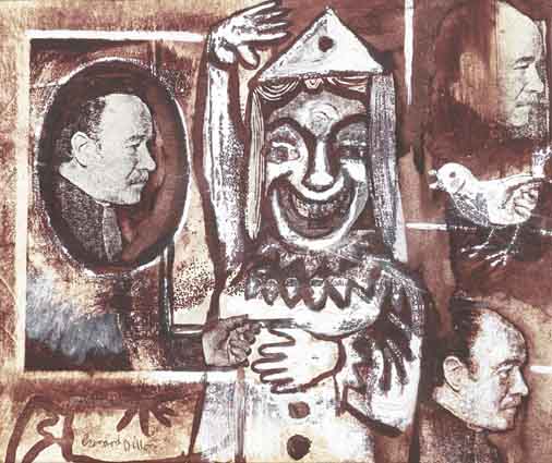 SELF-PORTRAIT WITH PIERROT AND BIRD by Gerard Dillon (1916-1971) at Whyte's Auctions