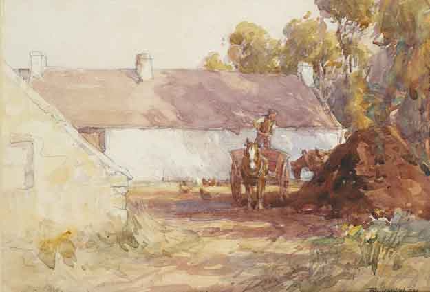 WORKING IN THE YARD by Frank McKelvey RHA RUA (1895-1974) at Whyte's Auctions
