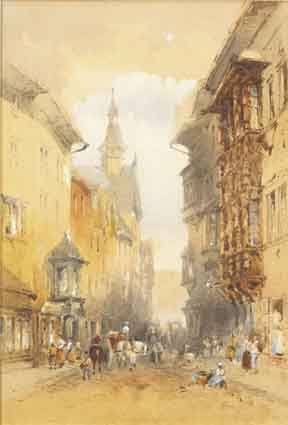 A CONTINENTAL STREET WITH CROWDS AND CARRIAGES by William Bingham McGuinness RHA (1849-1928) at Whyte's Auctions