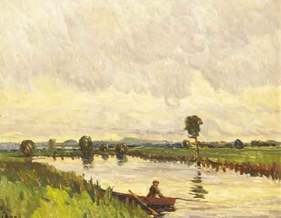 EVENING ON THE OLD BANN, PORTADOWN by Charles Vincent Lamb RHA RUA (1893-1964) at Whyte's Auctions