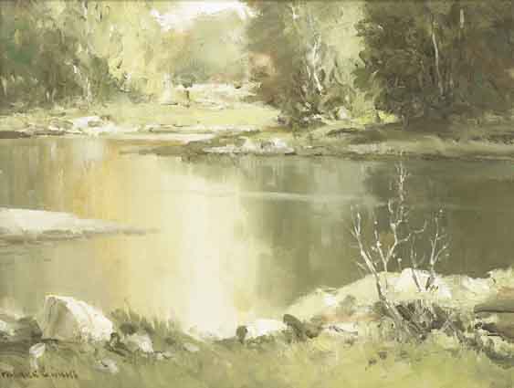 REFLECTIONS, DUN RIVER, COUNTY ANTRIM by Maurice Canning Wilks RUA ARHA (1910-1984) at Whyte's Auctions