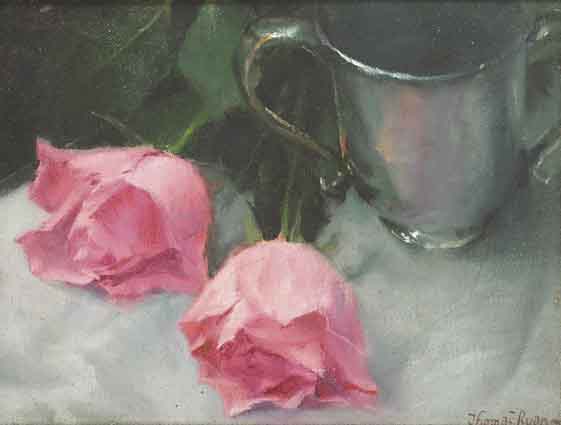 SILVER CUP WITH ROSES by Thomas Ryan PPRHA (b.1929) at Whyte's Auctions