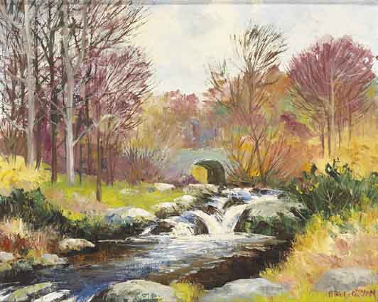 BRIDGE AND RIVER, WICKLOW by Fergus O'Ryan sold for �2,400 at Whyte's Auctions