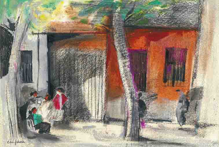 STREET SCENE IN SPAIN by George Campbell RHA (1917-1979) at Whyte's Auctions