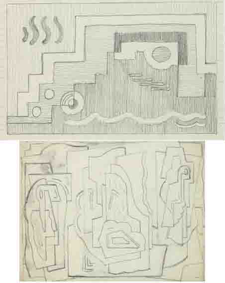 COMPOSITION WITH THREE ELEMENTS and RUG DESIGN (A PAIR) by Mainie Jellett (1897-1944) at Whyte's Auctions