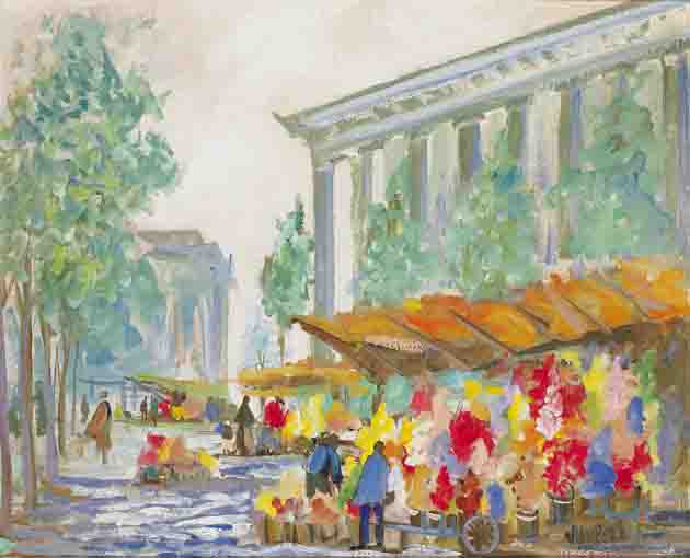 FLOWER MARKET, PLACE DE LA MADELEINE, PARIS by Markey Robinson sold for 16,000 at Whyte's Auctions