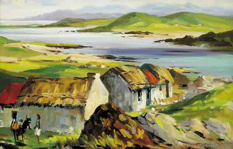 COTTAGES, ATLANTIC DRIVE, DONEGAL by Kenneth Webb RWA FRSA RUA (b.1927) at Whyte's Auctions