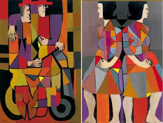 FIGURES ON BICYCLE and TWO WOMEN (A PAIR) by John Middleton (1945-1981) (1945-1981) at Whyte's Auctions