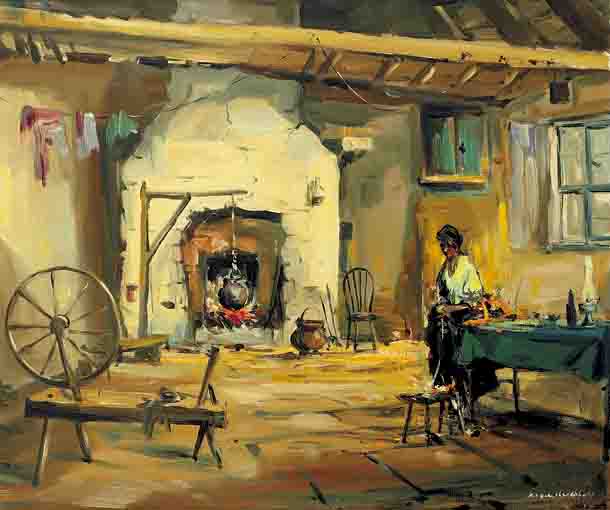 COTTAGE INTERIOR by Kenneth Webb RWA FRSA RUA (b.1927) at Whyte's Auctions
