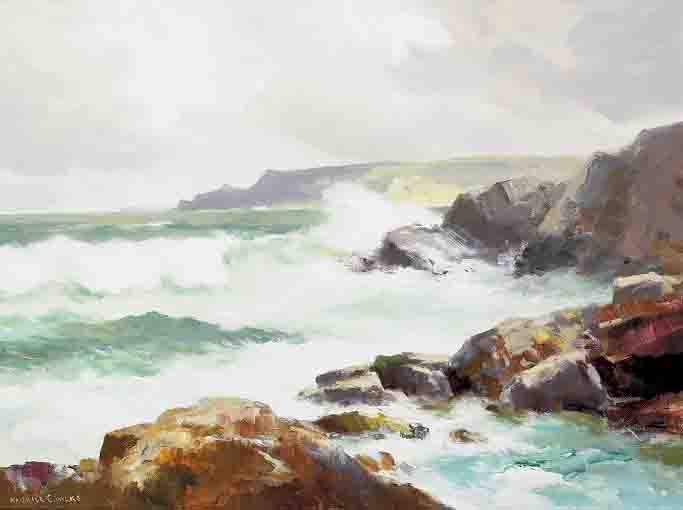 SEAS FROM THE EAST, ANTRIM COAST by Maurice Canning Wilks RUA ARHA (1910-1984) at Whyte's Auctions