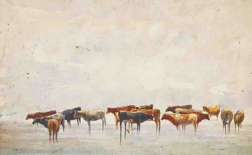 CATTLE IN HYDE PARK (A SERIES OF THREE STUDIES) by Andrew Nicholl RHA (1804-1886) at Whyte's Auctions