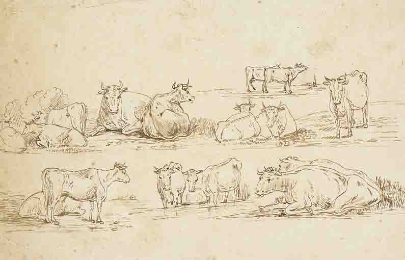 STUDY OF CATTLE AFTER CUYP AT DULWICH COLLEGE and A STUDY OF SHEEP (A PAIR) by Andrew Nicholl RHA (1804-1886) at Whyte's Auctions