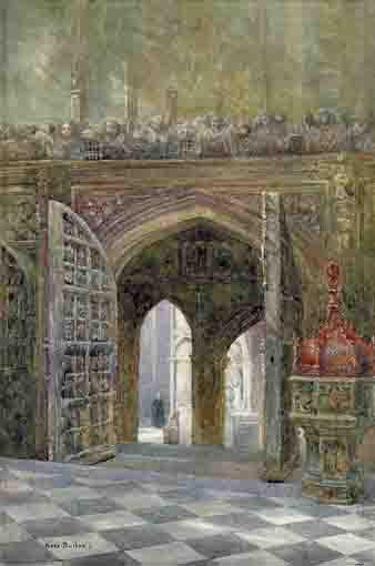 HENRY VII CHAPEL, WESTMINISTER ABBEY by Rose Mary Barton RWS (1856-1929) at Whyte's Auctions