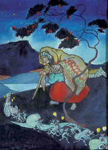 AN OLD WOMAN BEHOLDS A FAERY PARADE AT NIGHT by M�che�l MacL�amm�ir (1899-1978) at Whyte's Auctions