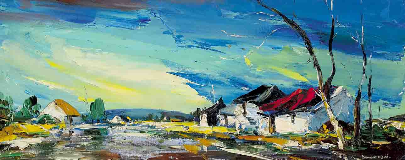 FARM BUILDINGS, ARDS PENINSULA (FIVE ROAD ENDS) by Kenneth Webb RWA FRSA RUA (b.1927) at Whyte's Auctions