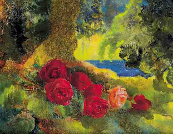 ROSES AT THE BASE OF A TREE by Moyra Barry (1885-1960) at Whyte's Auctions