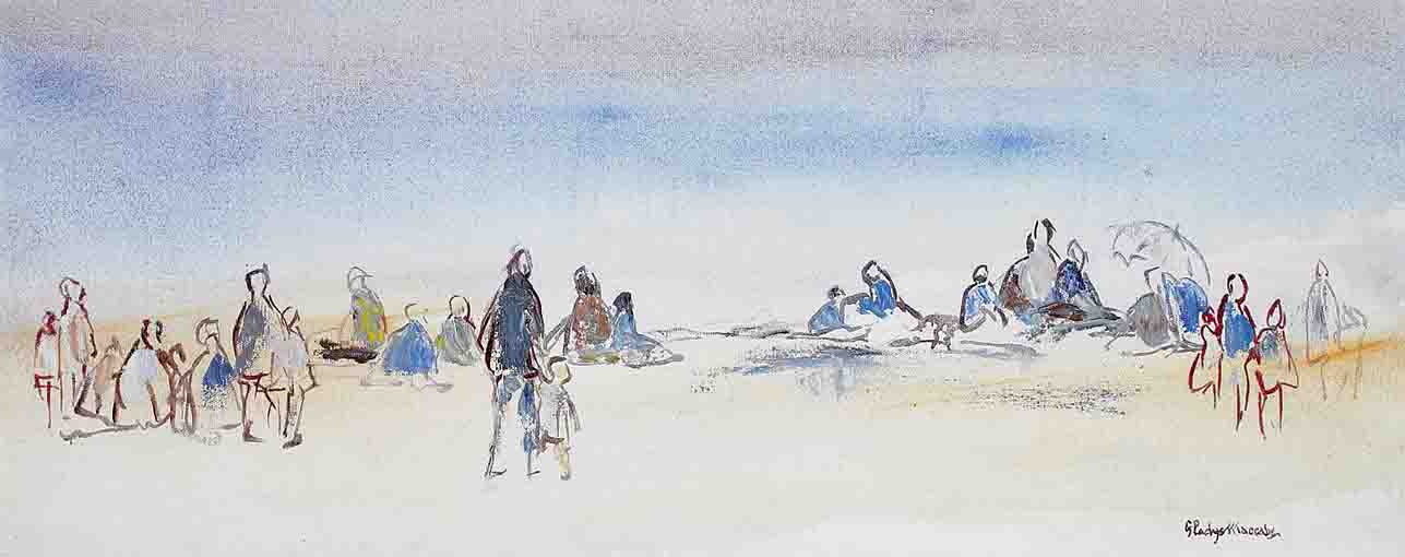 PEOPLE ON THE BEACH by Gladys Maccabe MBE HRUA ROI FRSA (1918-2018) MBE HRUA ROI FRSA (1918-2018) at Whyte's Auctions