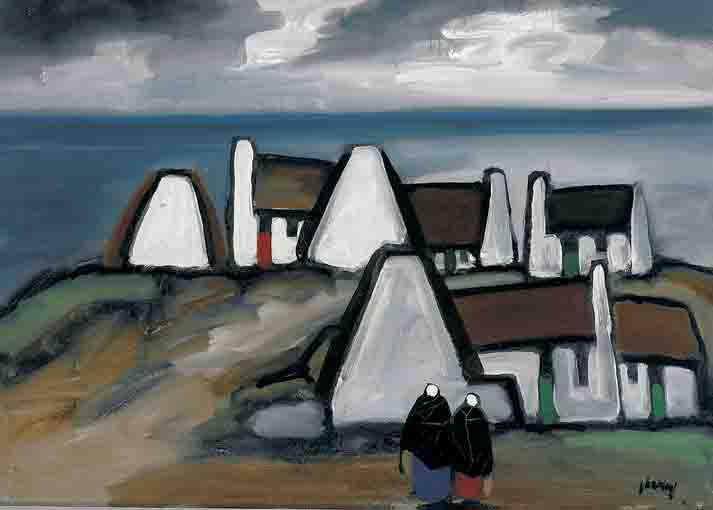 COASTAL VILLAGE WITH SHAWLIES by Markey Robinson (1918-1999) at Whyte's Auctions