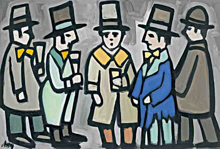 FIVE MEN IN HATS by Markey Robinson (1918-1999) at Whyte's Auctions