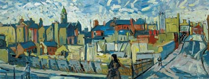 WINETAVERN STREET AND WOOD QUAY FROM CHRISTCHURCH PLACE, DUBLIN by Kitty Wilmer O'Brien sold for �3,700 at Whyte's Auctions