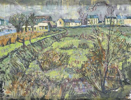 FARM BUILDINGS, COUNTY WEXFORD, 1950s by Tony O'Malley HRHA (1913-2003) HRHA (1913-2003) at Whyte's Auctions